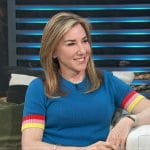 Laura Gassner Otting’s blue stripe sleeve sweater on Access Hollywood