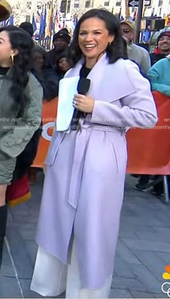 Laura’s lilac wrap coat on Today