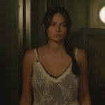 Leila’s white lace maxi dress on Death and Other Details