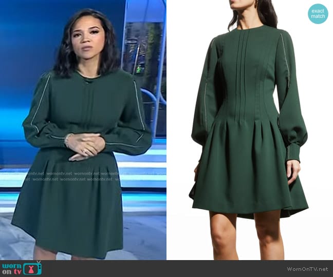 Lela Rose Seamed Long-Sleeve Mini Dress worn by Laura Jarrett on Today