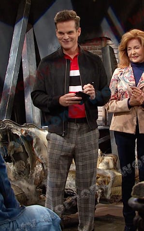 Leo’s grey plaid pants on Days of our Lives