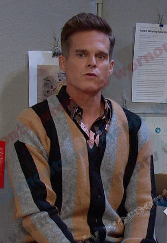 Leo's floral shirt and striped cardigan on Days of our Lives