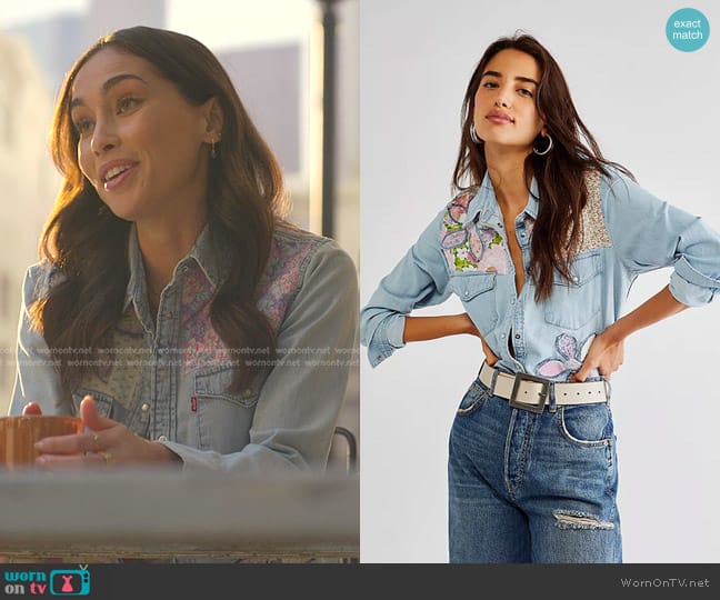 Rialto Jean Project Effie Denim Shirt worn by Isabella (Priscilla Quintana) on Good Trouble