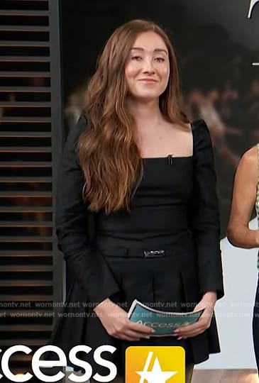 Lily Rose’s black square neck dress on Access Hollywood