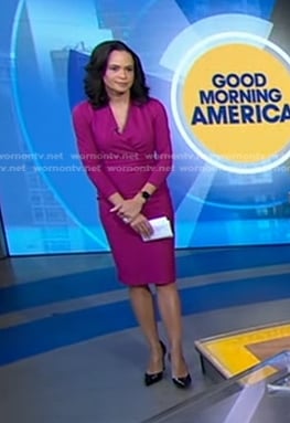 Linsey's purple wrap sheath dress on Good Morning America