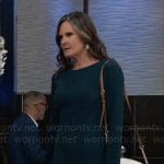 Lucy’s dark green long sleeved sheath dress on General Hospital