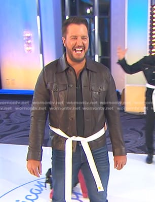 Luke Bryan’s brown leather shirt on American Idol