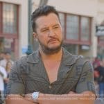 Luke Bryan’s brown printed short sleeve shirt on American Idol