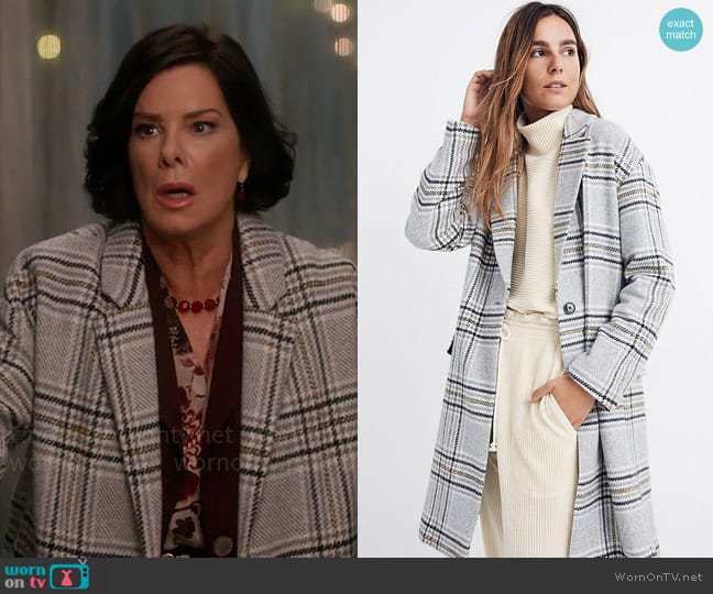 Madewell Plaid Bryant Coat worn by Margaret Wright (Marcia Gay Harden) on So Help Me Todd