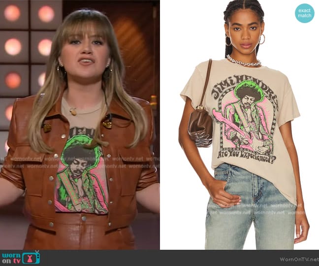 Madeworn Jimi Hendrix Tee worn by Kelly Clarkson on The Kelly Clarkson Show