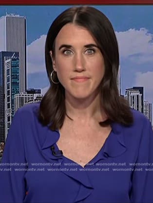 Maggie Vespa’s blue ruffle blouse on NBC News Daily