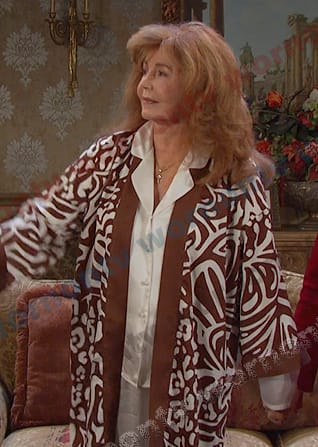 Maggie's brown and white animal print jacket on Days of our Lives