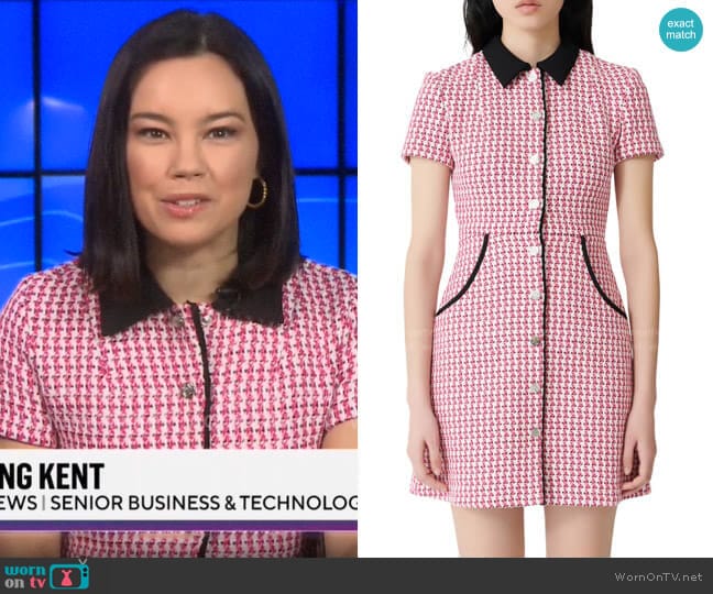 Maje Renatya Tweed Minidress worn by Jo Ling Kent on CBS Mornings