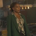 Malika’s green printed blouse on Good Trouble