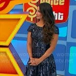 Manuela’s blue geometric sequin mini dress on The Price is Right