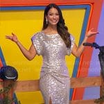 Manuela’s sequin midi dress with split on The Price is Right