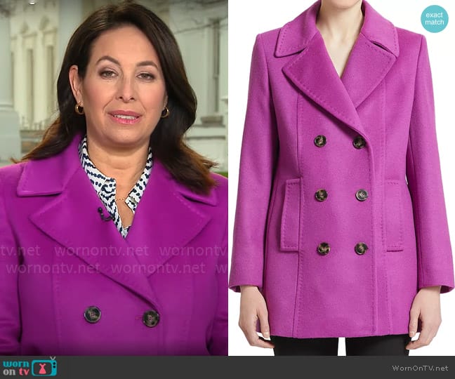 Marella Varna Wool Pea Coat worn by Nancy Cordes on CBS Mornings