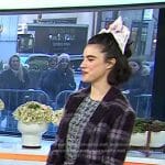 Margaret Qualley’s sequin top and plaid mohair jacket on Today