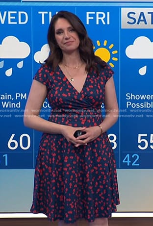 Maria’s navy and red floral print dress on Today