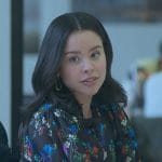 Mariana’s black floral print blouse on Good Trouble