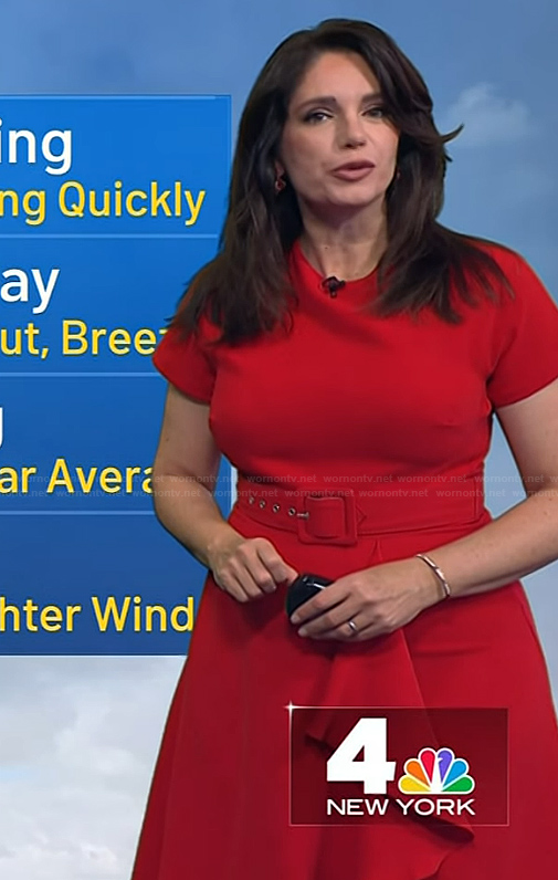 Maria's red belted flare dress on Today