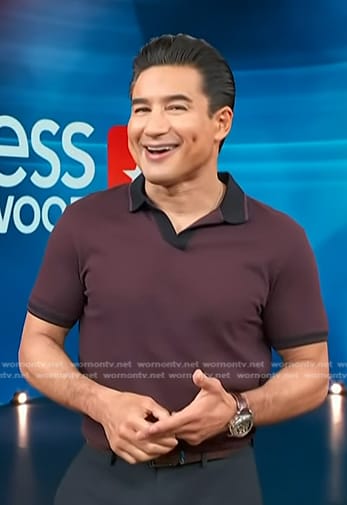 Mario's maroon tipped polo on Access Hollywood