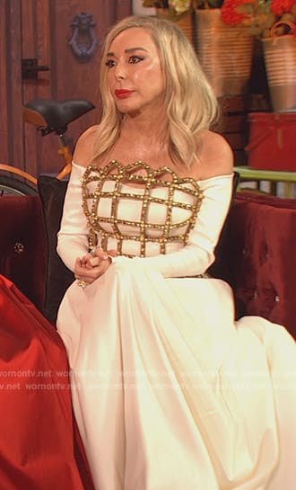 Marysol's white confessional dress on The Real Housewives of Miami