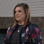 Maxie’s black rose print cardigan on General Hospital