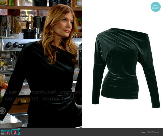 Phyllis’ green velvet top on The Young and the Restless
