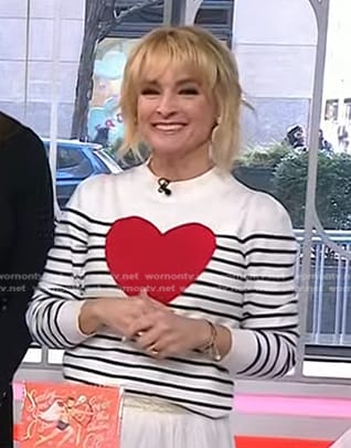 Meaghan B Murphy's white striped heart sweater on Today