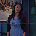 Melinda’s blue ruffle mini dress on Days of our Lives