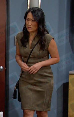 Melinda's suede v-neck dress on Days of our Lives