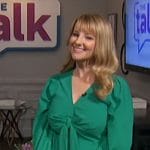 Melissa Rauch’s green tie bust dress on The Talk