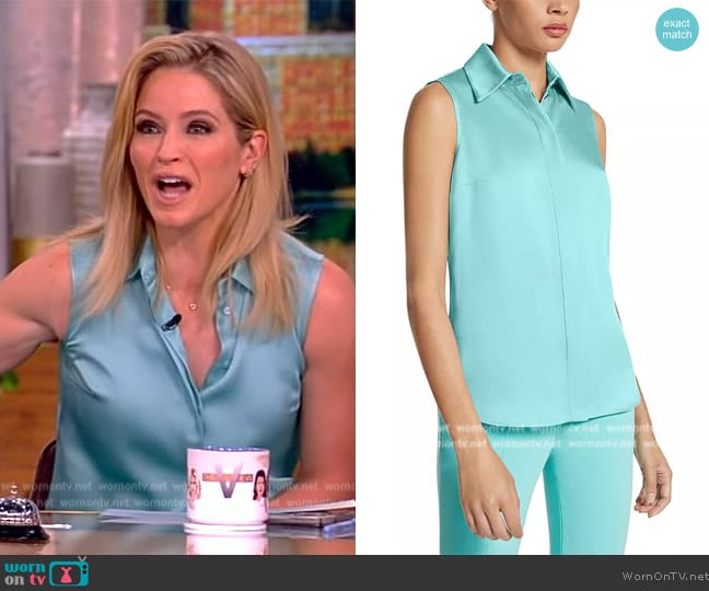 Michael Kors Collection Hansen Charmeuse Sleeveless Shirt worn by Sara Haines on The View