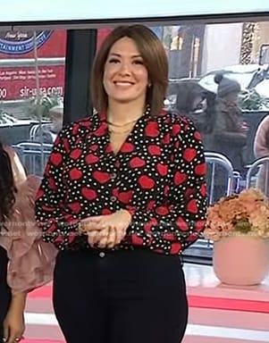 Michelle Collins’s black heart print blouse on Today