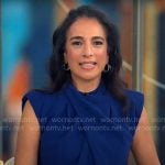 Michelle Miller’s blue draped dress on CBS Mornings