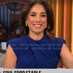 Michelle Miller’s blue draped dress on CBS Mornings