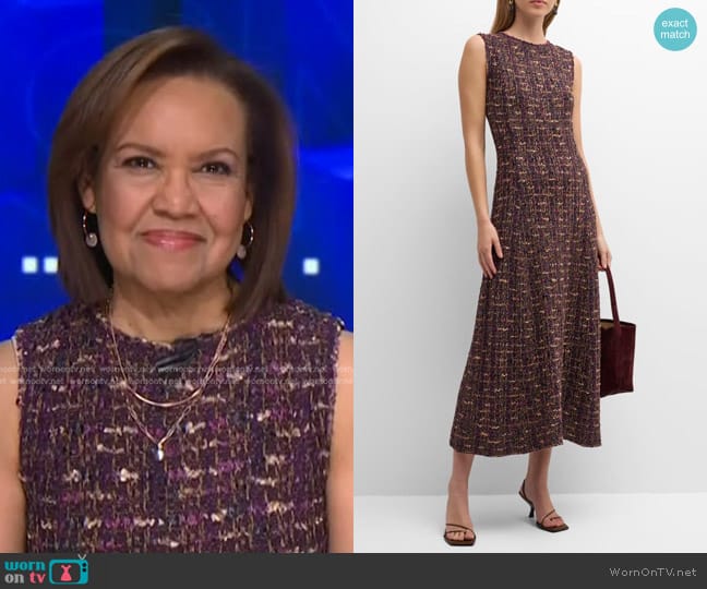 Misook Sleeveless Tweed Knit A-Line Midi Dress worn by Bertha Coombs on NBC News Daily