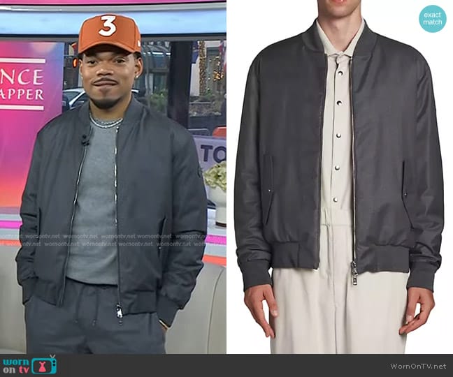 Moncler Aver Down Reversible Jacket in Graphite Gray worn by Chance the Rapper on Today