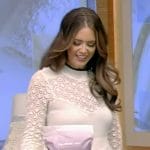 Monica Mangin’s white crochet lace dress on Live with Kelly and Mark