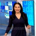 Morgan’s navy surplice sheath dress on NBC News Daily