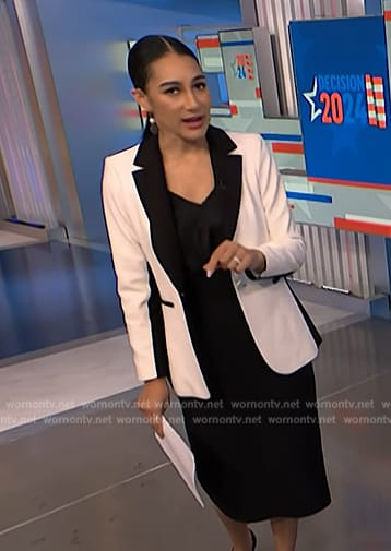 Morgan’s white contrast blazer by NBC News Daily