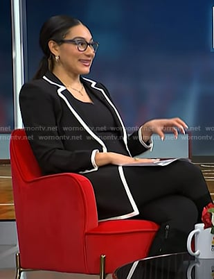 Morgan's black contrast trim blazer on NBC News Daily