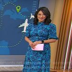 Nancy Chen’s blue rose print dress on CBS Mornings