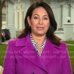 Nancy Cordes’ magenta coat on CBS Mornings