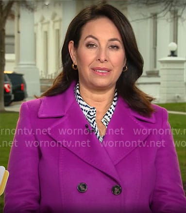 Nancy Cordes’ magenta coat on CBS Mornings