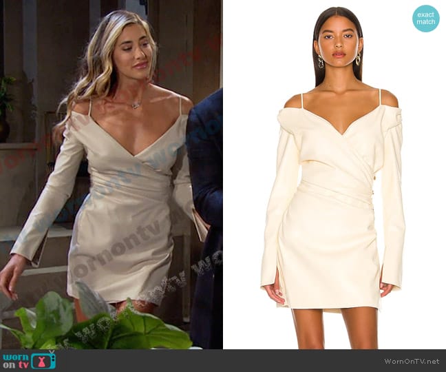 Nanushka Moha Dress in Vanilla worn by Sloan Peterson (Jessica Serfaty) on Days of our Lives