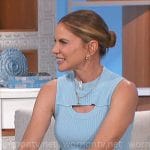 Natalie’s blue cutout rib knit top and white pants on The Talk