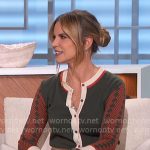 Natalie’s green and red printed sleeve cardigan on The Talk