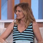 Natalie’s blue mixed stripe v-neck dress on The Talk